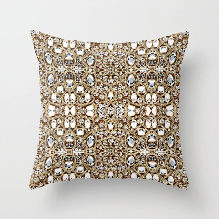 jewelry gemstone silver champagne gold crystal Throw Pillow by chicelegantboutique added by Zanneta Peart Bennett