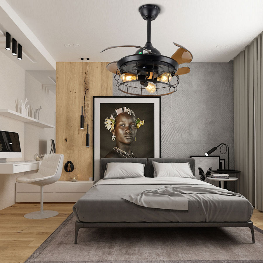 36"Retro iron Art Indoor Ceiling Fan Ceiling light with Fan Chandelier Lamp pendent celling lighting lamp light fixture Remote Control 3 Fan Speeds - Walmart.com added by Where The Heart Is Designs