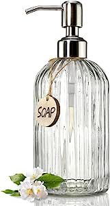 JASAI 18 Oz Clear Glass Soap Dispenser with Rust Proof Stainless Steel Pump, Refillable Liquid Hand Soap Dispenser for Bathroom, Premium Kitchen (Clear) added by Kylie Park