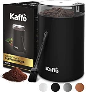 Kaffe Coffee Grinder Electric - Spice Grinder w/Cleaning Brush, Easy On/Off - Perfect for Espresso, Herbs, Spices, Nuts, Grain - 3.5oz / 14 Cup. Black added by eve harper