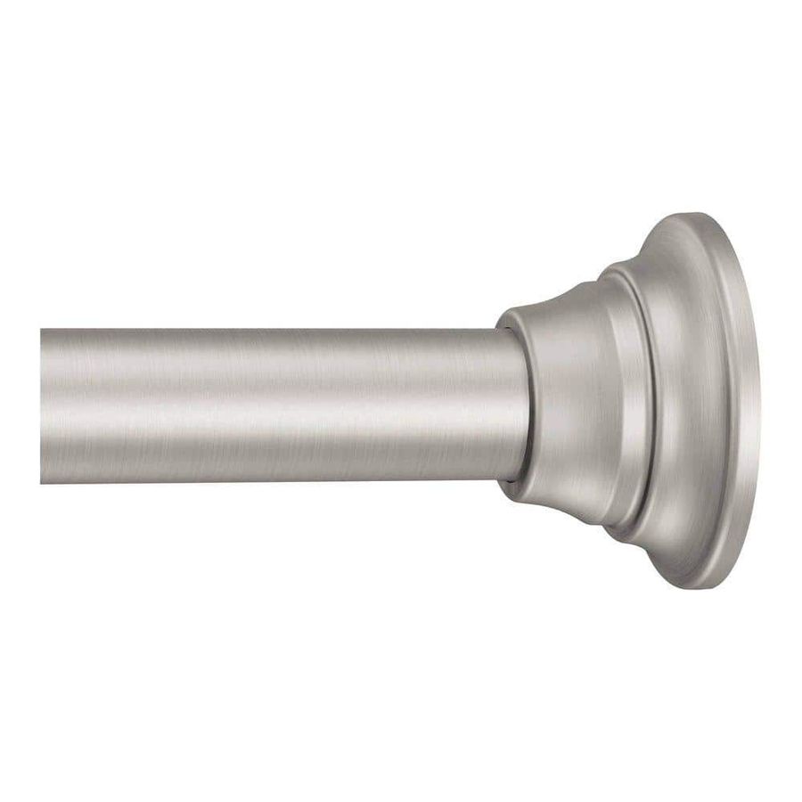 MOEN 72 in. Adjustable Straight Decorative Tension Shower Rod in Brushed Nickel TR1000BN - The Home Depot added by KH Design Concepts