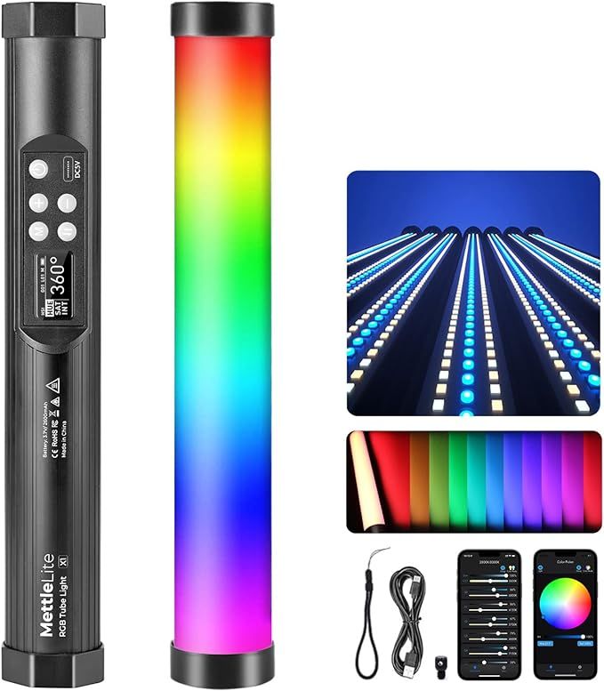 Mettlelite TLX1 RGB Tube Light LED Full Color Portable Video Light with APP Control  added by Samantha Erickson