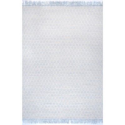 nuLOOM Wylie Honeycomb Wool Fringe Area Rug, 4' x 6', Baby Blue added by Jamie Stellato