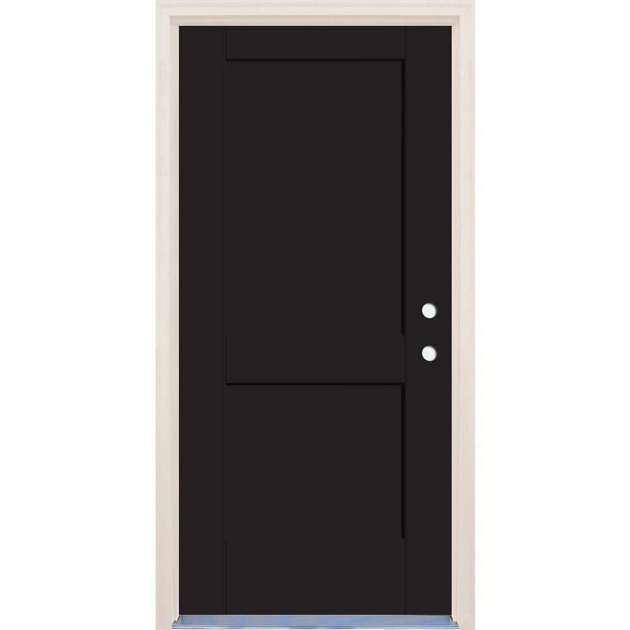 Builders Choice 36 in. x 80 in. 2-Panel Left-Hand Onyx Fiberglass Prehung Front Door w/6-9/16 in. Frame and Nickel Hinges HDX203200 - The Home Depot added by Jessica Greer