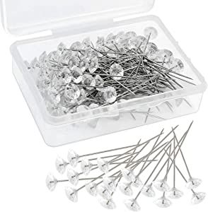 300 pcs Flower Pins Corsages Pins Head Pins Wedding Bouquet Pins Crystal Pins Floral Bouquet Pins Clear Tongcloud (Transparent, 2'') added by Angelina Panasyuk