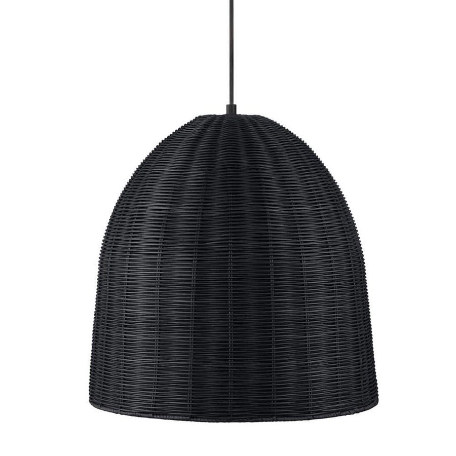 Hampton Bay Highler 1-Light Matte Black Pendant with Matte Black Rattan Shade HD5887A4 - The Home Depot added by April Israel