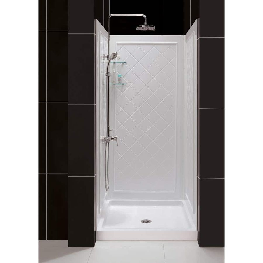 DreamLine SlimLine 36 in. x 36 in. Single Threshold Shower Base in White Center Drain Base with Back Walls DL-6194C-01 - The Home Depot added by Reagan Rothschild