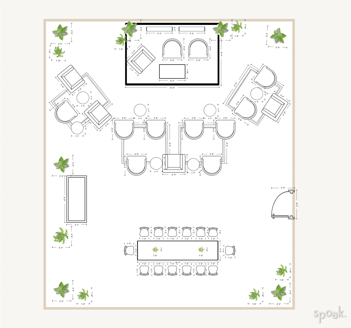 Living + Dining Room Floor Plan designed by Sarah Kerry Ramirez