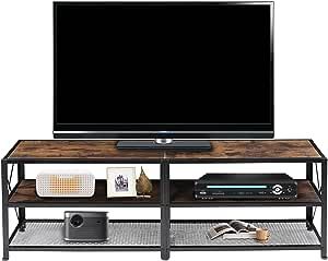 BETTAHOME TV Stand for TV Up to 65 Inch, Accent 3-Tier TV Console Table for Living Room, Media Center, Steel Frame, Rustic Brown and Black added by kiara weeks