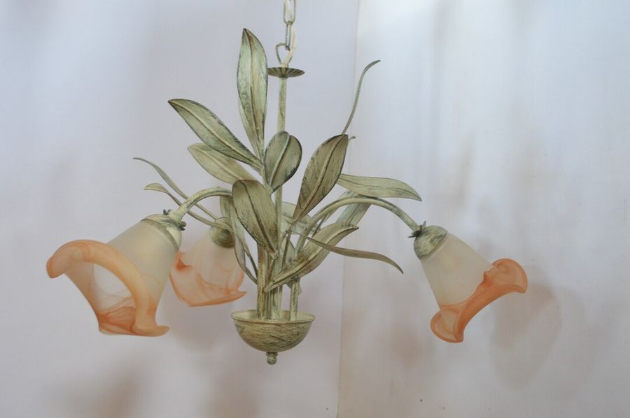 Vintage French Toleware 3 Branch Chandelier With Glass Paste - Etsy added by Diana Farberov