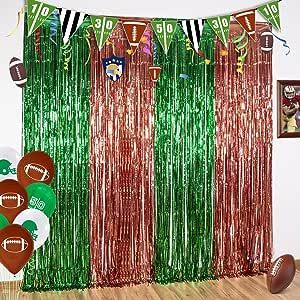 LOLStar 3 Pack Super Bowl Photo Booth Prop, Football Party Decorations, 3.3x6.6 ft Dark Green and Brown Foil Fringe Curtain Photo Backdrop for Super Bowl Sunday Party, Football Themed Party Decoration added by Kaci Chesser McCombs