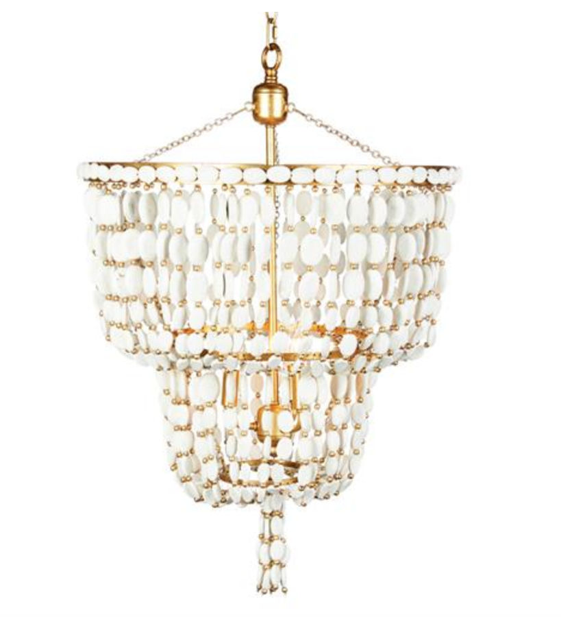 Ellaine Coastal Beach White Wood & Gold Chandelier added by Mary Kate Blum
