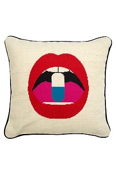 Jonathan Adler Lips Full Dose Needlepoint Throw Pillow from Revolve.com added by colleen mcginn