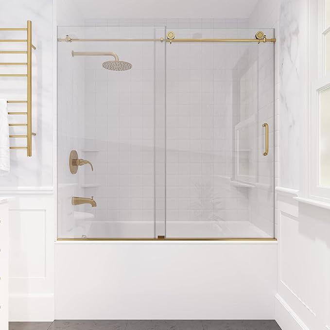 ANZZI Don Series 60 in. x 62 in. Frameless Sliding Tub Door in Brushed Gold added by Erica Ramon