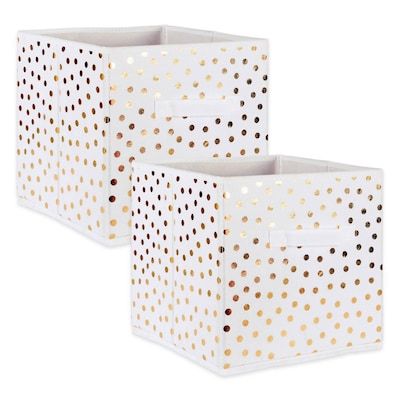 DII 2-Pack 11-in W x 11-in H x 11-in D White and Gold Fabric Collapsible Stackable Bin Lowes.com added by Kate Lynn Nemett