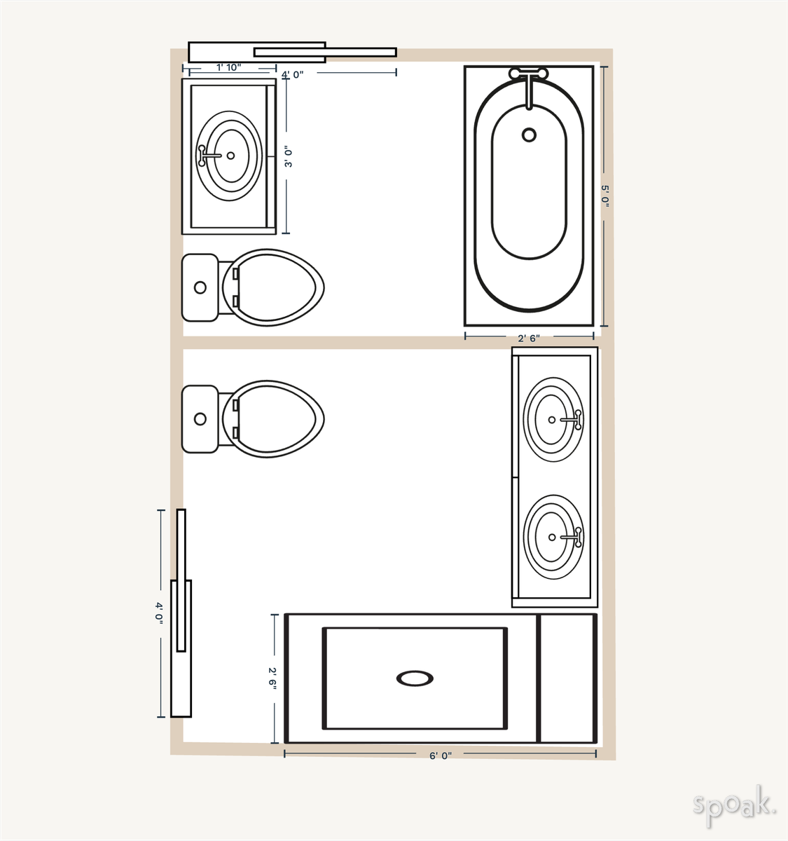 Half Bathroom Floor Plan designed by Laura marchetti