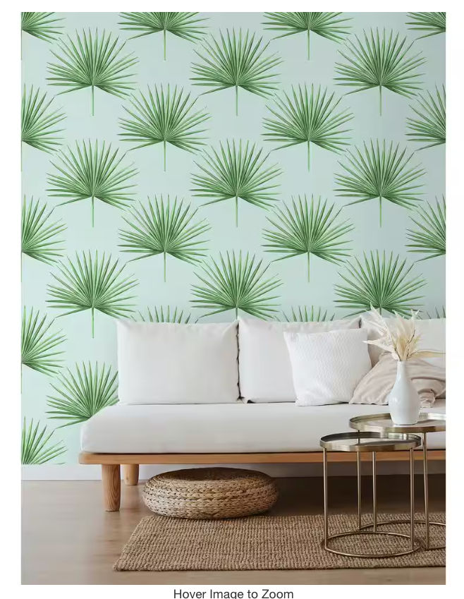 NextWall 40.5 sq. ft. Celeste and Jade Pacific Palm Vinyl Peel and Stick Wallpaper Roll HG10404 - The Home Depot added by Lu Wu