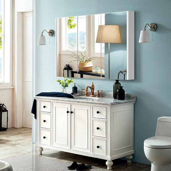 36'' W 25.5'' H Surface Framed Medicine Cabinet with Mirror and 4 Adjustable Shelves added by Sarah Jackson
