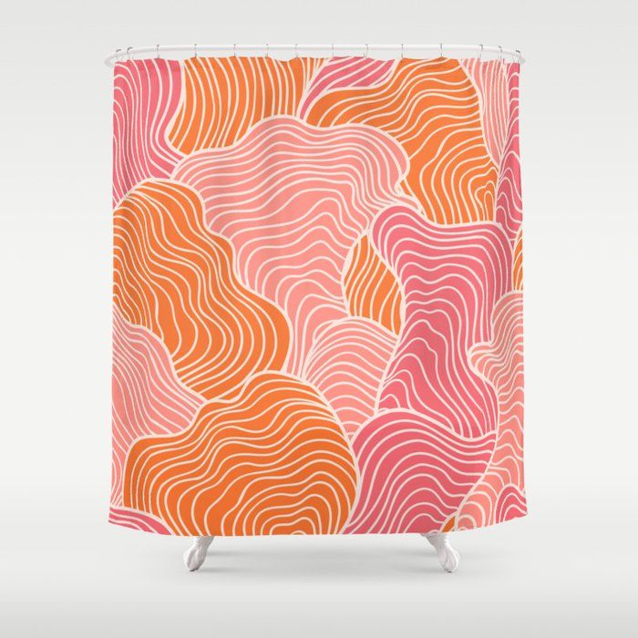 Coral Reefs Abstract - Pink & Orange Shower Curtain by Peachy Litchi added by Tori Pendleton