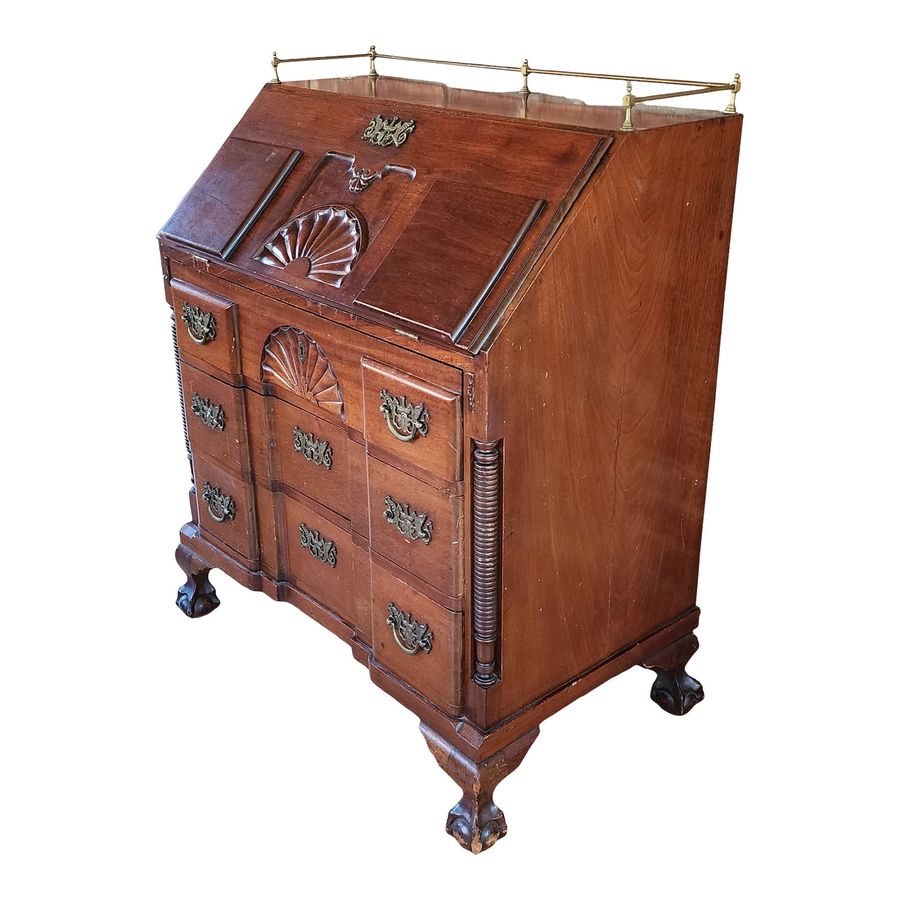 Antique Chippendale Style Mahogany Shell & Block Front Slant Top Secretary Desk , C1890 added by Grace Marra