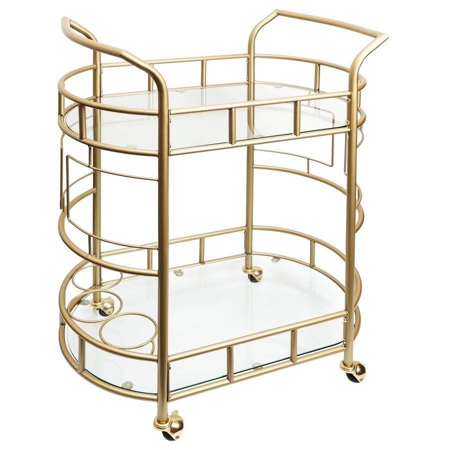 Better Homes & Gardens Fitzgerald Bar Cart with Matte Gold Metal Finish, 2-Tiers - Walmart.com added by Sara Van Allen