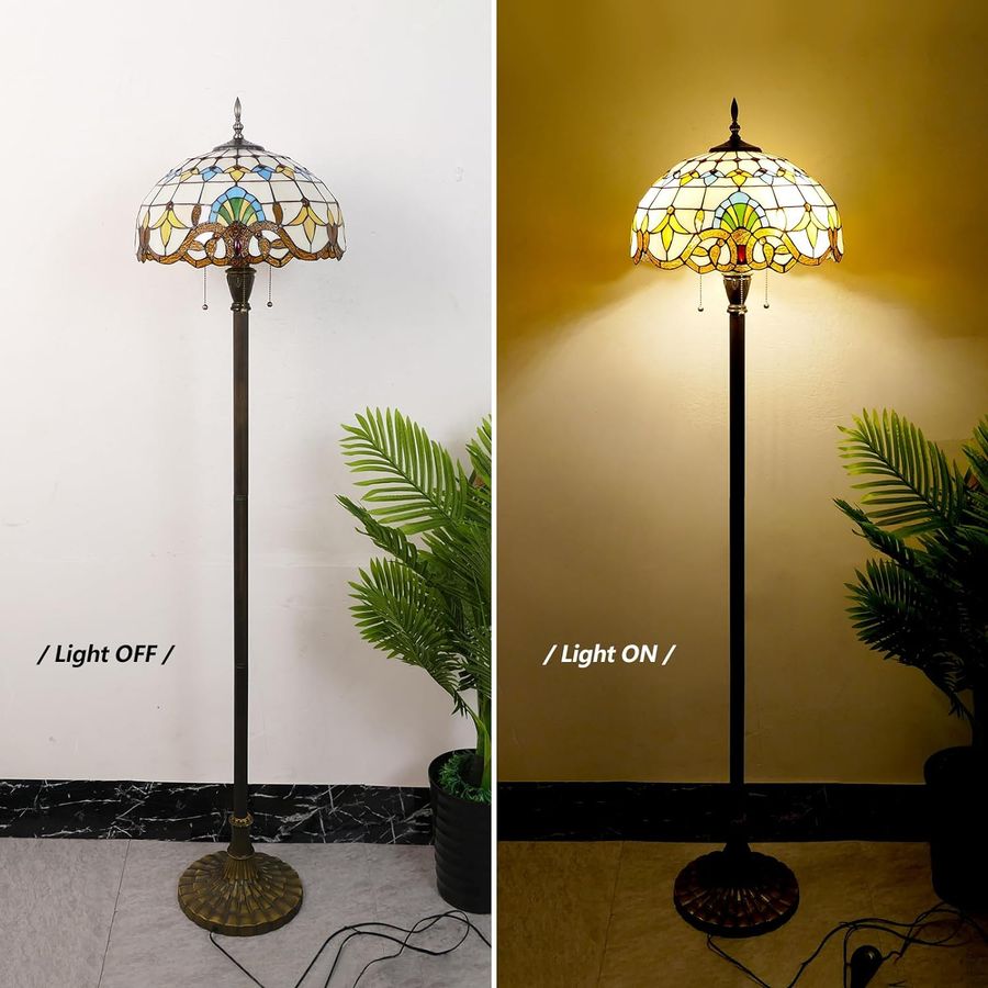 JGWSMQ Tiffany Floor Lamp 3 Lights Baroque Stained Glass Standing Reading Light - 15.74"dia x 69"h added by Kate Lynn Nemett
