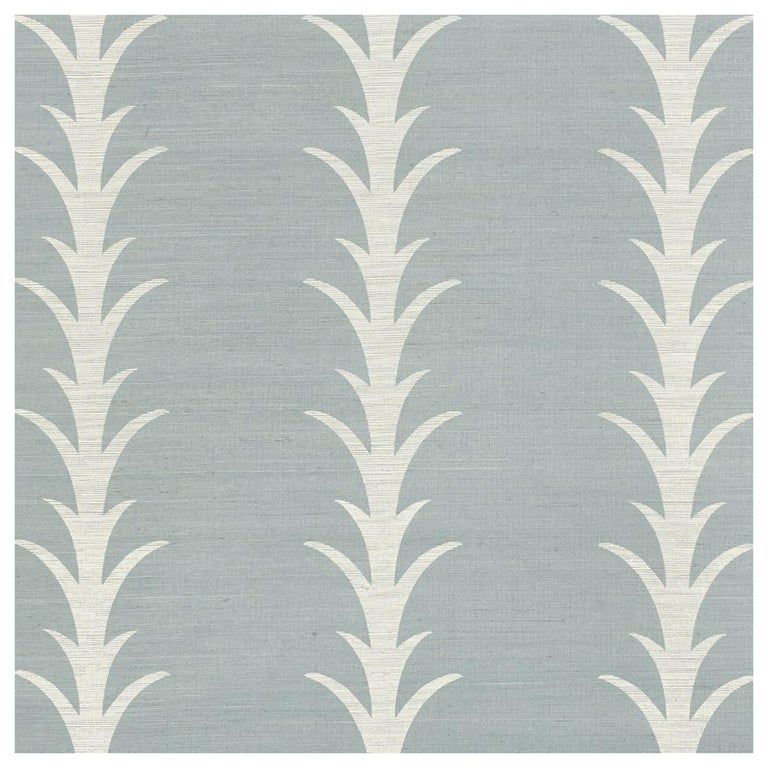 Schumacher Celerie Kemble Acanthus Stripe Sisal Wallpaper in Chambray added by Spoak Member