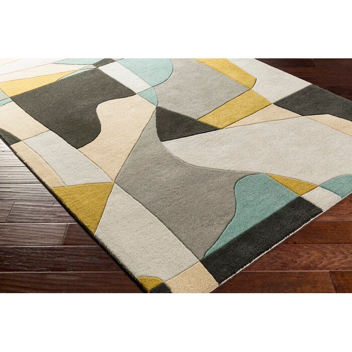 Gaye Handmade Wool Gray/Khaki/Teal Rug added by Sunayna Ravula
