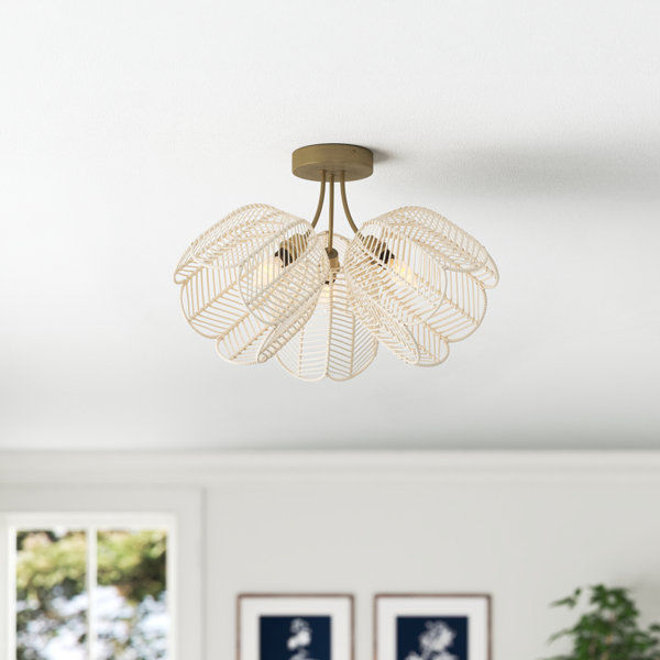 Vermont 11.5"H Gold-Colored Metal Ceiling Light with Rattan Shades added by Shaylie McCloud