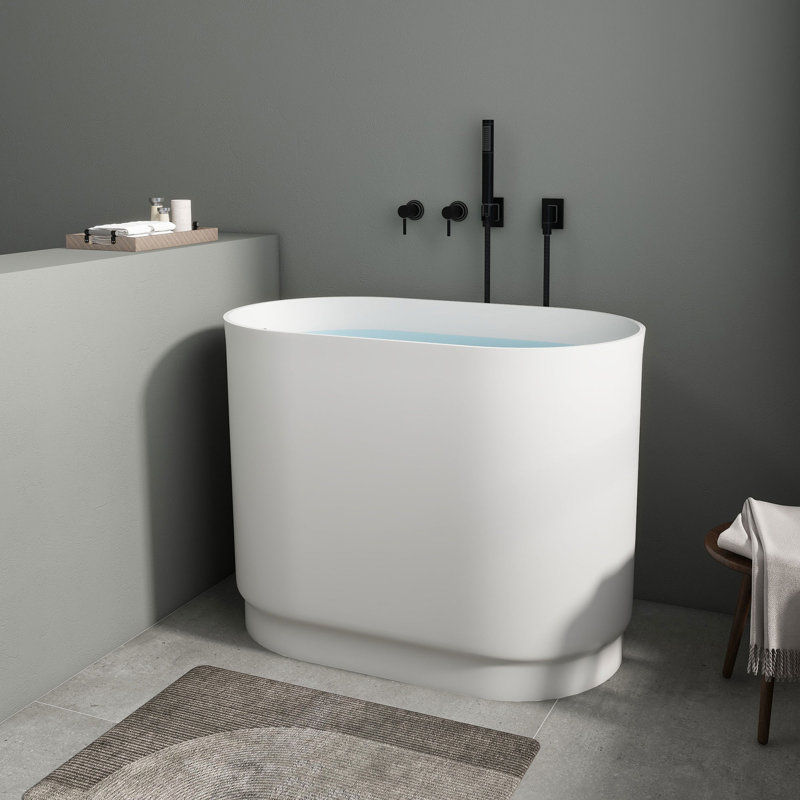 28-39 39'' X 23'' Freestanding Soaking Solid Surface Bathtub In White For Small Space added by Agatha Creegan