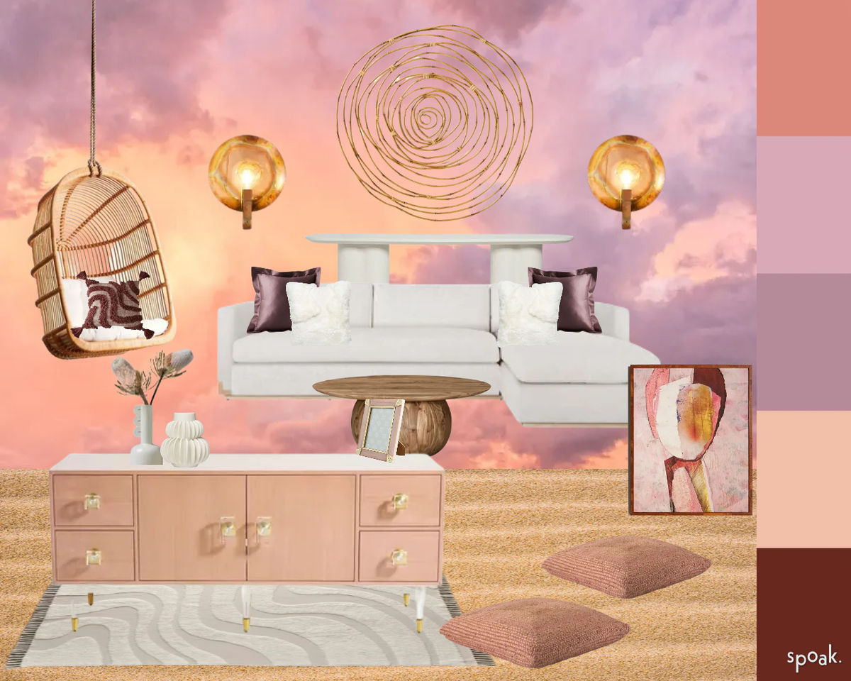 Pink Kitchen + Living Room Ideas designed by Veronica Hamilton