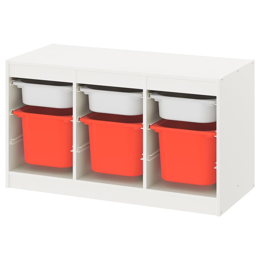 TROFAST storage combination with boxes, white white/orange, 39x173/8x22" - IKEA added by Julia Hartwig