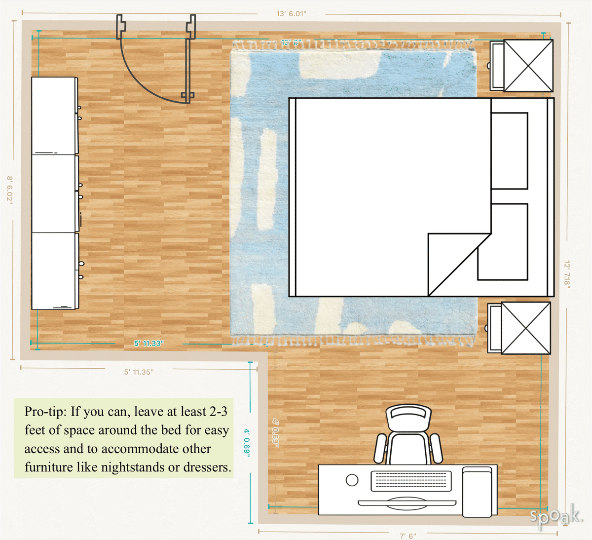 Primary Bedroom Layout designed by Emma Burrington