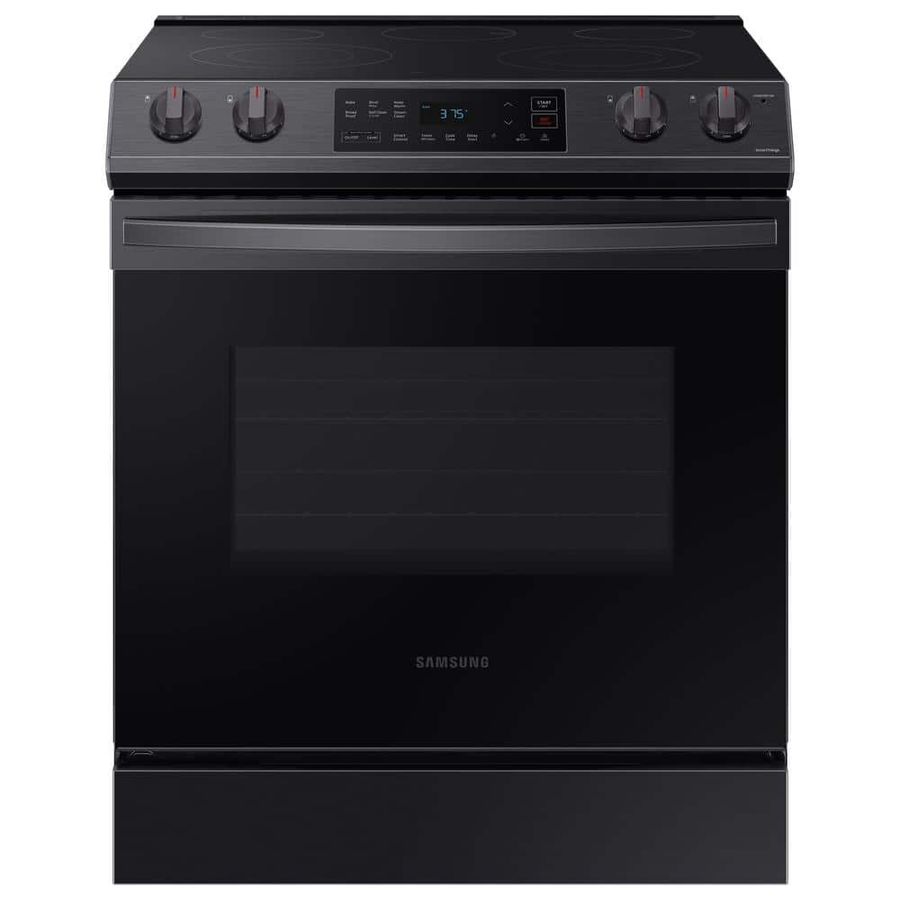 Samsung 30 in. 6.3 cu. ft. Slide-In Electric Range with Self-Cleaning Oven in Black Stainless Steel NE63T8111SG - The Home Depot added by Ariel Steinberg