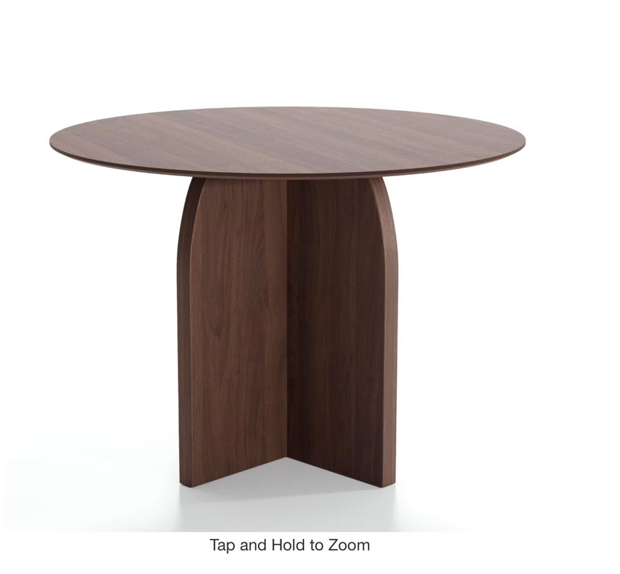 Dovelina Flora Modern Walnut Round Oak Wood Top 42 in. Cross Leg Dining Table Seats 4 HD-202491409 added by Isabel Speciale