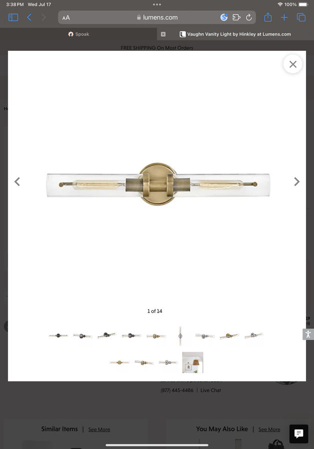 Hinkley Vaughn vanity light added by Erin Kelly
