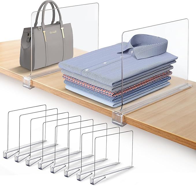 Acrylic Shelf Dividers for Closet Organization - Purse Organizer for Closet, Clear Closet Dividers for Shelves, Closet Shelf Divider, Closet Separators for Clothes, Closet Organizer (8pcs) added by Rachel Fedorov