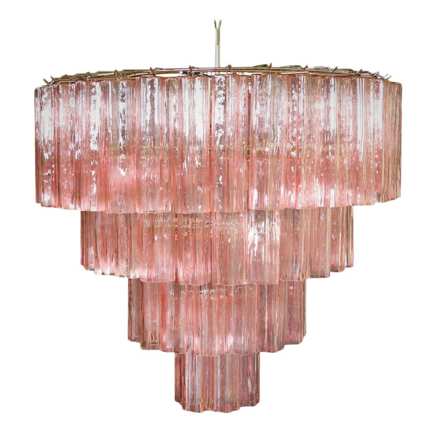 Italian 78 Pink Murano Glasses Tronchi Chandelier, 1990s added by Alex Marie