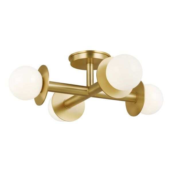 Allegra 4 Light Glass Semi Flush Mount - Burnished Brass - 6"h x 18"dia added by Kate Lynn Nemett