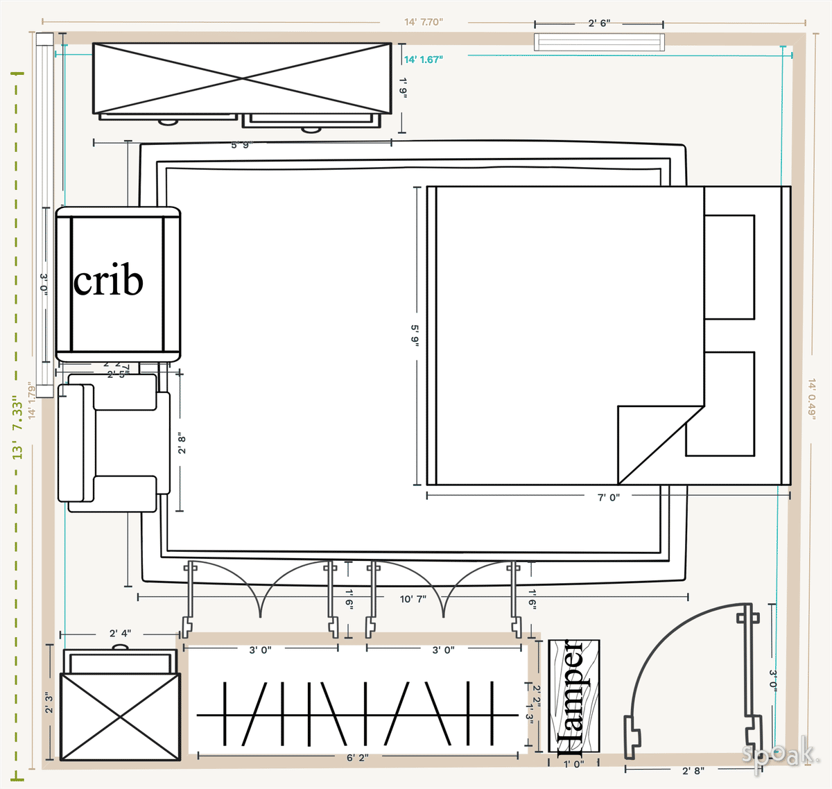 Small Bedroom Layout designed by Lauren DeHerrera