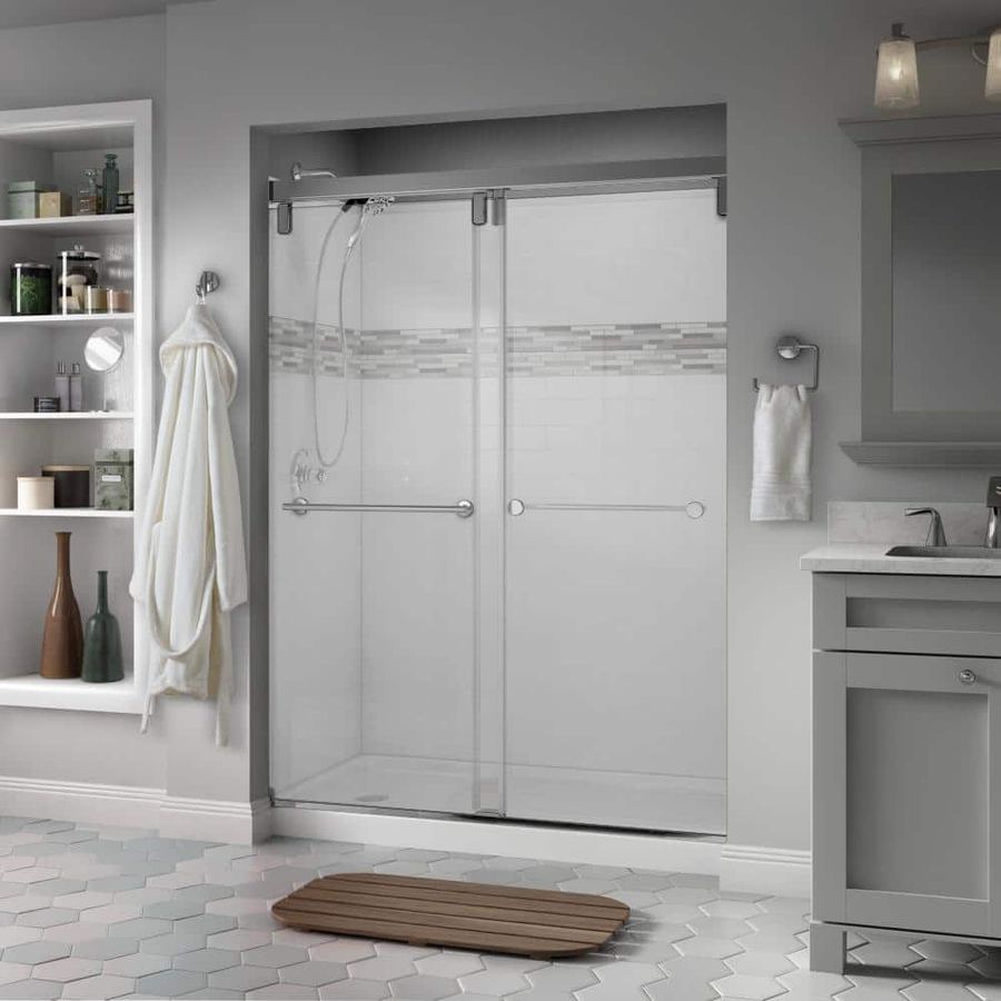 Delta Mod 60 in. x 71-1/2 in. Soft-Close Frameless Sliding Shower Door in Chrome with 3/8 in. Tempered Clear Glass SD3442261 - The Home Depot added by Cara Fitzwater