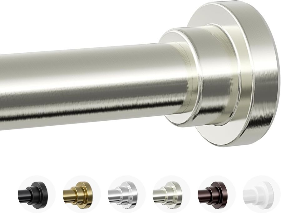 Shower Curtain Rod, 1" Diameter Heavy Duty Tension Shower Rod, Non Slip Adjustable 28-102 inch No Drill Shower Curtain Rods Spring Tension For Bathroom, Shower Stall, No Rust, Brushed Nickel added by sallie tyler