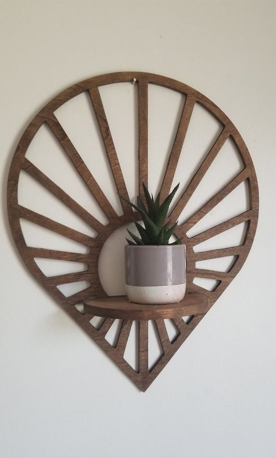 Floating Sun Teardrop Shaped Wood Wall Shelf  Accent Shelf - Etsy added by Elizabeth Wiley