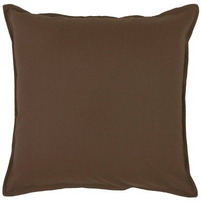 20"x20" Oversize Solid Poly Filled Square Throw Pillow Brown - Rizzy Home: Cotton Canvas, Indoor Use, Hidden Zipper added by Samantha Elizabeth