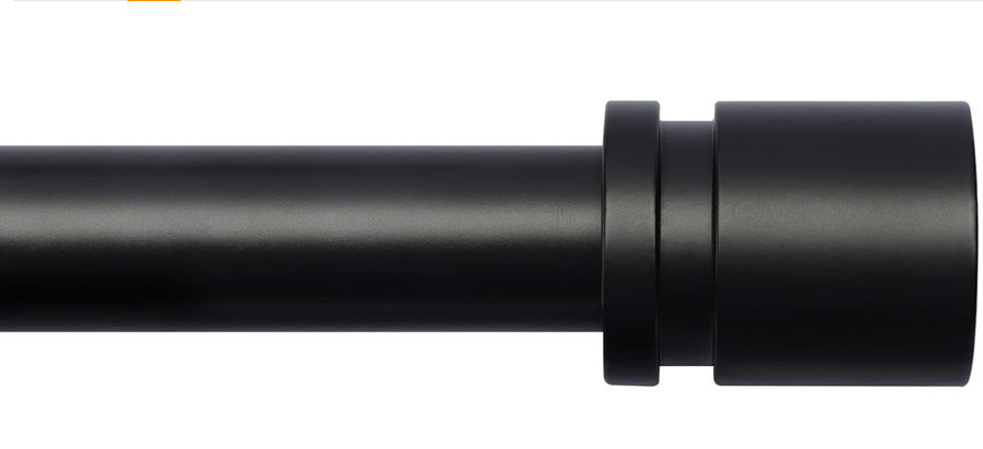Curtain Rods for Windows 16 to 144 Inches Adjustable Length 1 Inch Diameter Window Curtain Rod with Aluminium Finials, Black added by KH Design Concepts