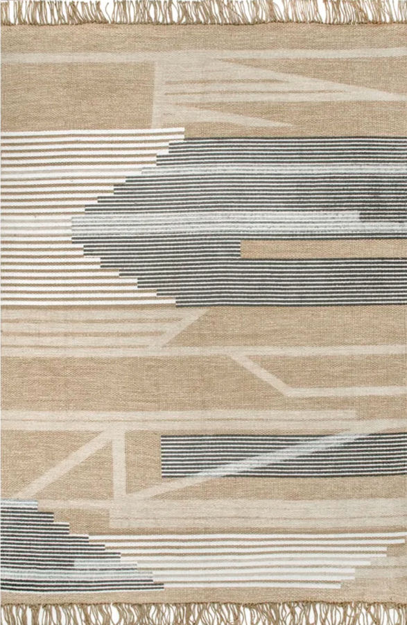 Decarlo Handmade Looped/Hooked Beige/White/Black Area Rug added by Lauren Houston