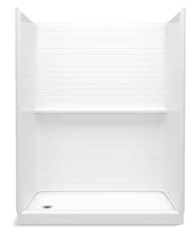 Sterling Traverse 60 in. W x 72.25 in. H 2-Piece Direct-to-Stud Shower Back Wall in White 72532700-0 - The Home Depot added by Frances Pearce