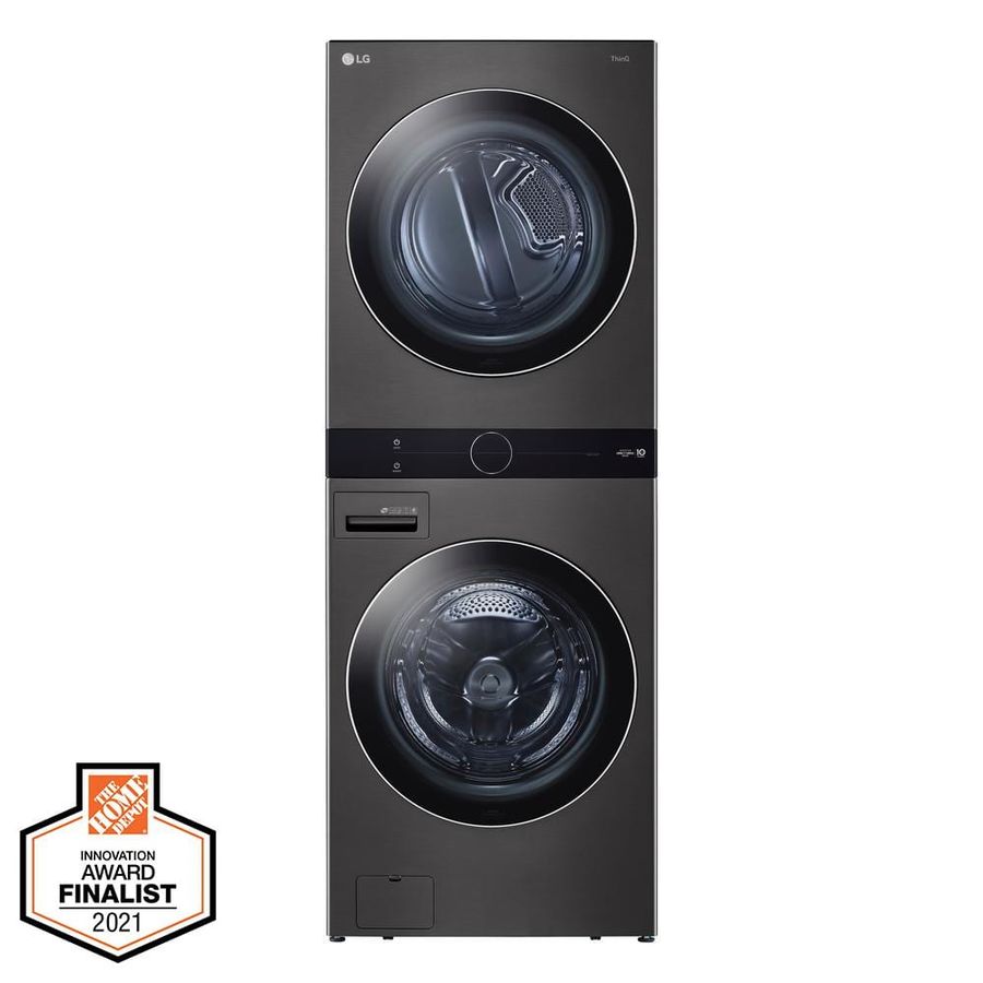 LG Electronics 27 in. WashTower Laundry Center with 4.5 cu. ft. Front Load Washer & 7.4 cu. ft. Electric Dryer with Steam, Black Steel WKEX200HBA - The Home Depot added by Christine Miller