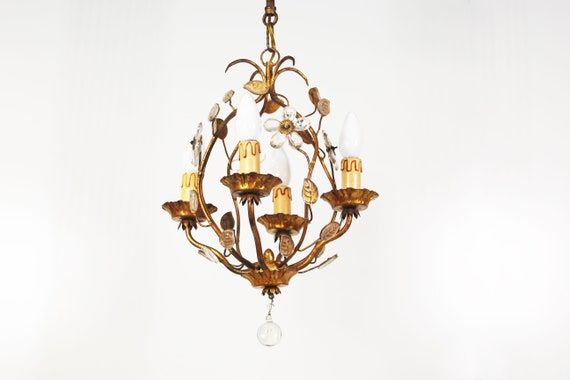1960's Italian Gilt Floral Chandelier by Banci Firenze | Etsy added by Lisa Schechtman