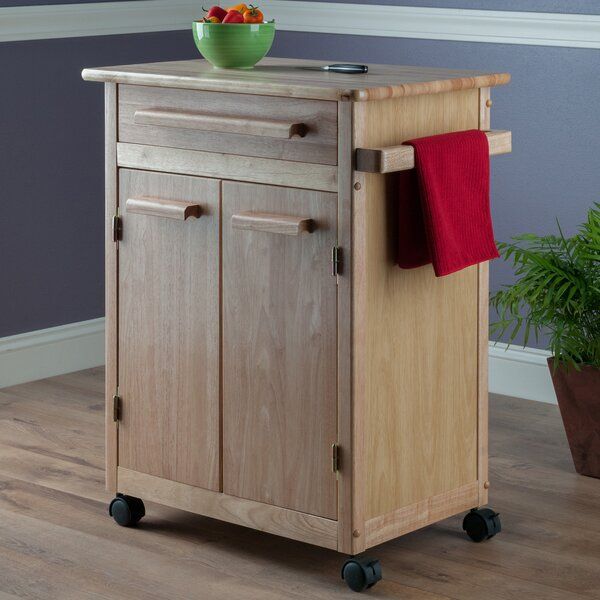 Baca 26.9'' Wide Rolling Kitchen Cart with Solid Wood Top added by Spoak Member